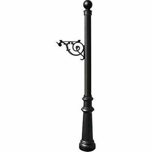 Lewiston Support Bracket Post System with Fluted Base & Ball Finial, Black LPST-804-BL